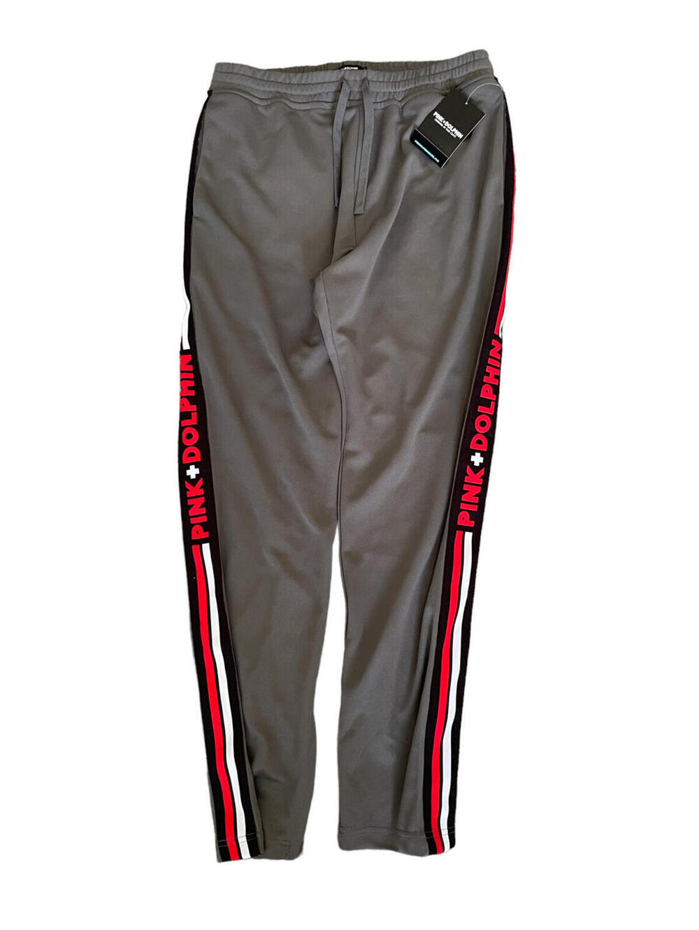 Pink Dolphin Gray Red Black Striped Joggers Sweatpants Pants Men’s Size XL NEW